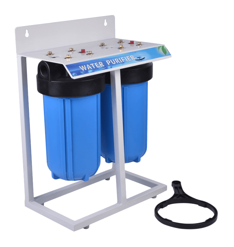 detail of 2-traps groot blauw filterhuis waterfilter BRM02-LS1